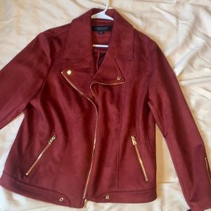 Burgundy with gold zipper fashion jacket